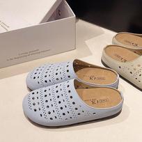 Dopamine niche hollow Birkenstock slippers women's wear new autumn thick-soled one-pedal bag head half slippers 35 mėlyna