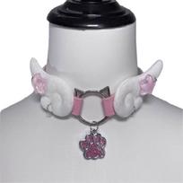 Y2k Neck Strap Neck Jewelry Punk Cat Choker Necklaces Wing Choker Wing Necklaces rožinė