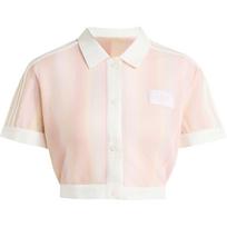 (MOTERŲ) adidas Vasaros švytėjimo dryžuotas trumpas polo marškinėlis Azijos dydis 'Sandy Pink' Moteriškas KY8140 M beige