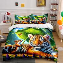 Squirrel And Tiger Sharing Shade Duvet Cover Set With 3D Printing Design Soft Polyester Bedding Set All-Season Comfort EU Twin 135X200cm&set
