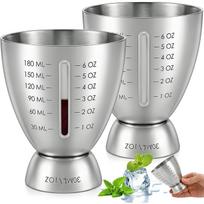 2 vnt. kokteilių matavimo jiggeris barmenams, dvigubas jiggeris iš 304 nerūdijančio plieno su gradacija nuo 1 oz iki 6 oz, tvirtas taurelės matuoklis sidabras