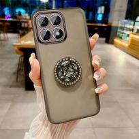 Skaidrus minkšto silikono objektyvo apsauginis dėklas Xiaomi 15T Pro 17T Pro Saldainių spalvos deimantinio žiedo laikiklis stovas dangtelis Xiaomi 17Max Xiaomi 15T Pro juoda