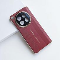 For OPPO Find N6 Case Matte Stripe PU Leather Camera Protection Electroplating Cover Equipped With Central Hinge Protection OPPO Find N6