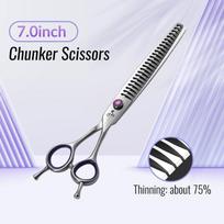 Fenice Dog Beauty Scissors 7.0/7.5/8 inch Professional Dog Grooming Scissors Straight/Curved Chunker Shears Shark Teeth JP440C
