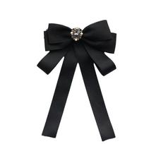 Beads Black Bow Necktie Pearl Funerals Memorial Pin Sparkling Ribbon Badge Brooch  Mourning Style A