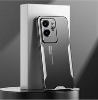 For Realme GT6 Chinese Version Case Metal Aluminum Protecting Lens Frost Prevent Fingerprints Metal+TPU Cover For GT6 CHN. Version sidabras