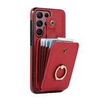 For Samsung Galaxy S22/S21/S20 Ultra/Note 10/20 Ultra/S20 FE/S10 Case Wallet with Card Holder, 360°Rotation Finger Ring Holder For Galaxy S21 FE