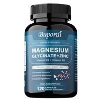 Buporai Glycine Magnesium Zinc Complex Capsules, Containing Magnesium, Zinc, Vitamin D3, and Vitamin B6, for Daily Bone Nutritional Supplementation 120*1