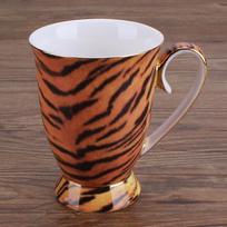 Leopardo rašto aukso apvado kaulinio porceliano kavos puodelis, didelis keraminis vandens puodelis, pritaikomas logotipas, kūrybingas dizainas 301-400ml