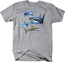Shark Pack in the Deep Blue Sea Water Great White Tiger Shark T Shirt Short Sleeve 100 Cotton Casual Tshirts Loose Top S3XL S