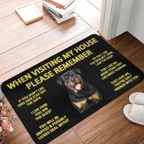 Visiting My House Please Remember Rottweiler Dog Durable Welcome Front Door Mats Non-Slip Absorbent Rugs Home Decor 30X50CM