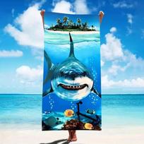 2D Great White Shark Beach Towel, Underwater Print Quick-Dry Towel 50x100cm