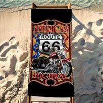 Route 66 Towel Bleach Shower Bath Travel Lightweight Skin Friendly for Pool Camping Cruise Summer STJ40x70CM