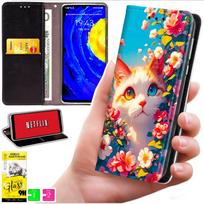 Etui Typu Portfel Do Motorola Moto G06 / G06 Power - Pokrowiec Bluemoon Nadruk + Szkło 9H