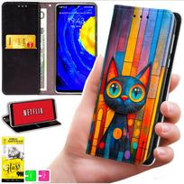 Etui Typu Portfel Do Motorola Moto G06 / G06 Power - Pokrowiec Bluemoon Nadruk + Szkło 9H