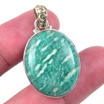 Natural Amazonite Gemstone Handmade 925 Solid Sterling Silver Pendant 1.50  a1j82