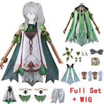 Game   Nahida Cosplay Costume Wig Lesser Lord Kusanali Cosplay Costume Full Set Role Play Outfits Uniform XXL-(Costume+Wig) gray