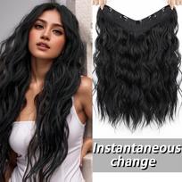 MISS WIG Sintetinis ilgas banguotas garbanotas plauko priauginimas su 5 segtukais plaukuose, skirtas moterims lengvai nešioti 50cm