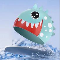 Shark Children's Swimming Cap Waterproof Long Hair Silicone Swimming Hat Ear Protection Lightweight Printed Swimming Cap šviesiai mėlyna spalva