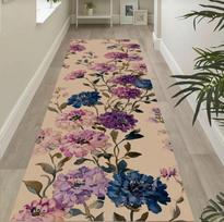 Gėlių Sodo Kilimas Smėlio Spalvos Rožinis Violetinis Mėlynas Žiedų Kilimas Elegantiškas Botaninis Takelis Svetainės Namų Dekoracija Kilimai 40x60cm
