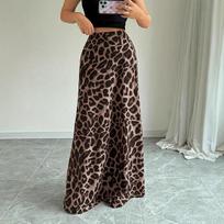 Retro high-end fashion leopard print skirt women's summer temperament leopard print high waist thin A word medium and long skirt XS leopardo rašto spalva