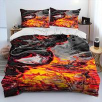 3D Volcano Lava Magma Comforter Bedding Set,Duvet Cover Bed Set Quilt Cover Pillowcase,King Queen Size Bedding Set Adult Boys EU single(135x200cm)