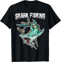 Shark Fishing Hook Bait Grunge Design Funny Gifts Unisex T-Shirt S įvairiaspalvis