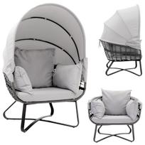 Garden Armchair With Foldable Canopy Stork's Nest Cocoon For Balcony Garden