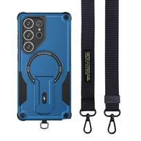 Karinis dėklas Samsung Galaxy S26 Ultra S25 FE S24 Plus S 26 25 A17 A57 5G A37 A56 A36 A16 A26 Telefonui su dirželiu per petį Funda Galaxy S26 Ultra mėlyna