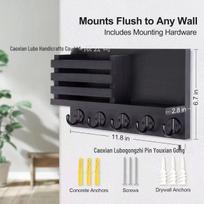 Wall-Mounted Wooden Key and Mail Organizer with Shelf