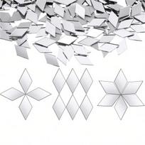 200 vnt. akrilinių veidrodinių lipdukų rinkinys: Formos: rombas, kvadratas, trikampis, apskritimas ir širdelė - Lipnios, 2,5 cm 200 pieces gray