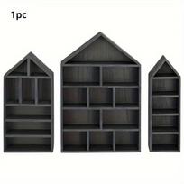 3-Piece Wall-Mounted Wooden Figure Display Rack Cabinet