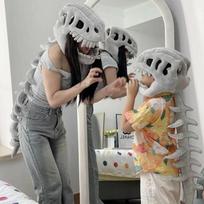 Milžiniško Dinozauro Kaukolės ir Stuburo Pliušinis Galvos Dangalas, Gotikinė Skeleto Kostiumo Kepurė Helovino Cosplay Vakarėliui, Išdaigų Apranga pilka spalva