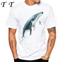 Galaxy Whale Shark Watercolor Funny Tshirt Mens Short Sleeve Summer Beach Diving Trips White Casual Tees Sea Life Boy Tops S