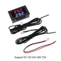 Skaitmeninis termometras Automobilio Automatinis temperatūros matuoklis Dvigubas ekranas, Monitorius su 2 NTC vandeniui atspariais zondais Transporto priemonei Drop ship juoda