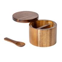 Yousheng 2-Layer Salt And Pepper Bowl with Spoon Magnetic Swivel Lid Dustproof Seasoning Box Rotatable Design Kitchen Helper for Serving