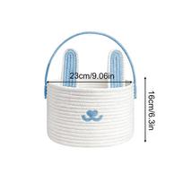 Easter Bunny Basket Bags Woven Cotton Rope Container Woven Cotton Rope Egg Easter Baskets for Toys  Party Holiday Birthday šviesiai mėlyna spalva