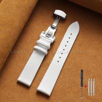 Ultra-Thin Genuine Leather Watch Strap 12/14/15/16/17/18/19/20/21/22mm Soft Cowhide Band Butterfly Clasp for Man Women Wristband 19mm balta