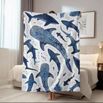 1pc shark print nap blanket, flannel blanket, suitable for sofas, beds, cars, rooms, offices, camping, exquisite gift blankets 100x70cm