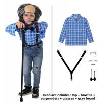 Grandma Grandpa Cosplay Set For Childrens Stage Shows Kids Dress Up Costume Blue ,S