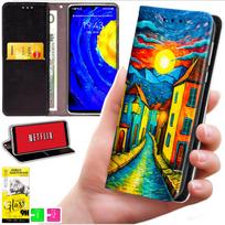 Etui Typu Portfel Do Motorola Moto G06 / G06 Power - Pokrowiec Bluemoon Nadruk + Szkło 9H