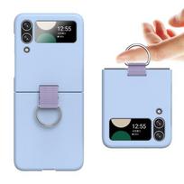 Apsauginis pirštų žiedas sulankstomas dėklas, skirtas Samsung Galaxy Z Flip4 Flip4 Flip 4 Flip3 Flip 3 plonas kietas kompiuterio telefono dangtelis Funda for Samsung Z Flip 4 dangaus mėlyna spalva