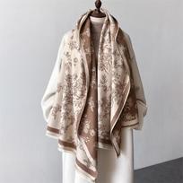 Žieminė šilta skara Elegantiškas gėlių rašto kašmyro šalikas Moteriškas storas antklodės tipo apklotas Pashmina Bufanda Kutai Moteriškas ilgas skara gray