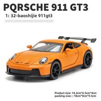 1:32 pilno mastelio Porsche 911 GT3 didelės simuliacijos lieto metalo lydinio modelis automobilis garsas ir šviesa atitraukiamas kolekcija vaikiškas žaislas berniuko dovana oranžinė
