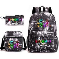 Ritmų dėžutės žaidimo atributika Pradinuko kuprinė sprunki animacinis žvaigždėtas dangus kuprinė 3 dalių rinkinys D 17 inch backpack