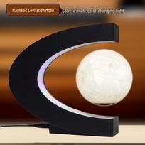 C-shaped 3-inch Magnetic Levitation Moon Lamp - Creative Floating Ornament for Office & Home, Personalizable with Logo AU power supply