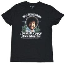 Bob Ross No Mistakes Just Happy Accidents Distressed Men's Black T-Shirt New Unisex T-Shirt S
