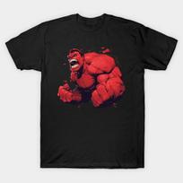 Men Black Print T-shirt Red Hulk No-Cut Transfer Paper Print Cotton Tshirt XL juoda