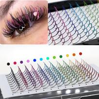 Rainbow Glitter Fairy D Curl Cluster Eyelashes - Mixed & Single Colors 12 Colors beige