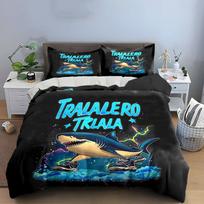 Shark Graphic Art Decoration Set Bedding Set With 1 Duvet Cover 2 Pillowcases Single Double King Queen, Gift EU Twin 135X200cm&set
